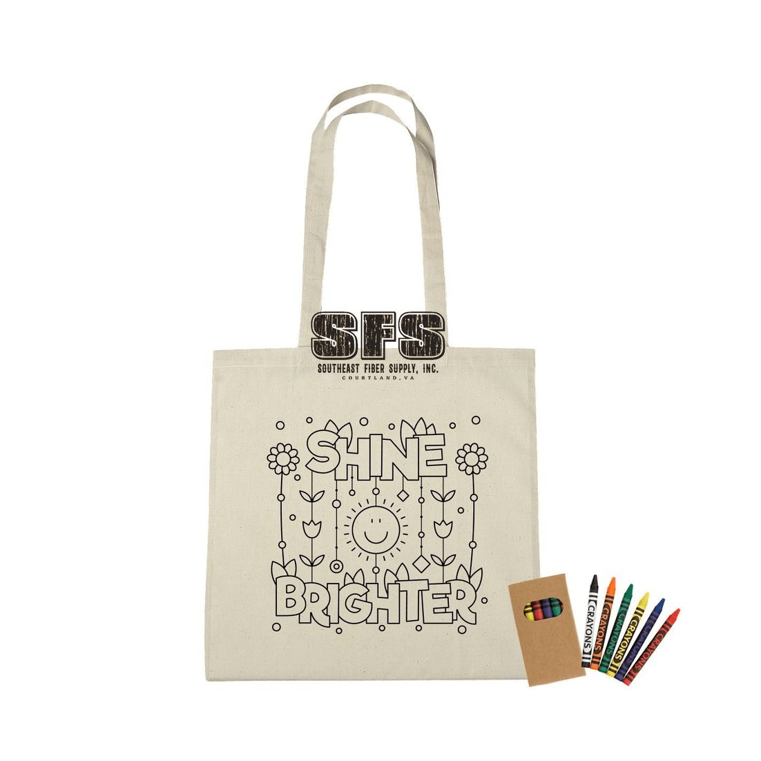 100% Cotton Coloring Tote Bag With Crayons